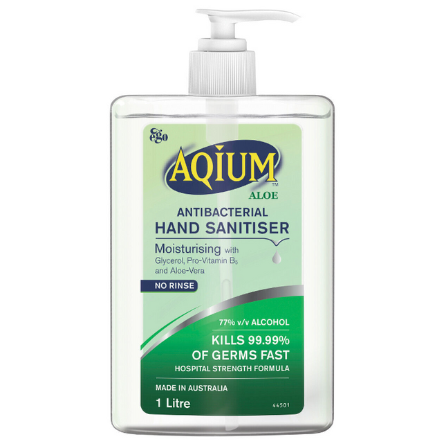 Ego Aqium Aloe Antibacterial Hand Sanitiser 1L - OhYouLuckyDuck.com.au