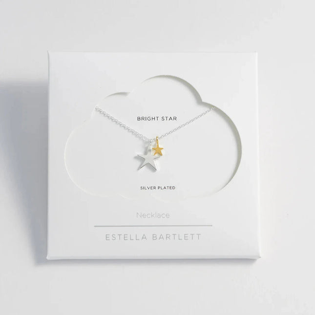 Estella Bartlett Two Tone Double Star Necklace Silver Plated
