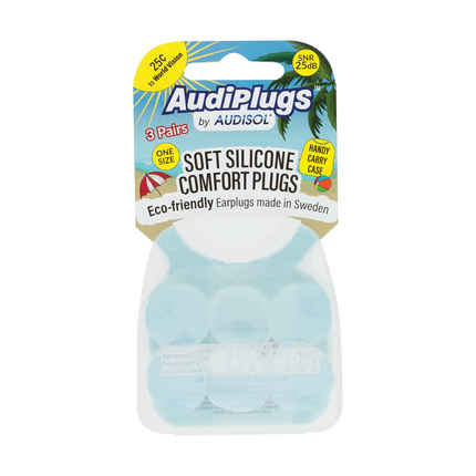 Audiplugs Soft Silicone Comfort Earplugs 3Pr