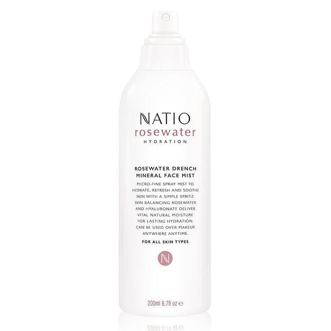 Natio Rosewater Drench Mineral Face Mist 200Ml - OhYouLuckyDuck.com.au