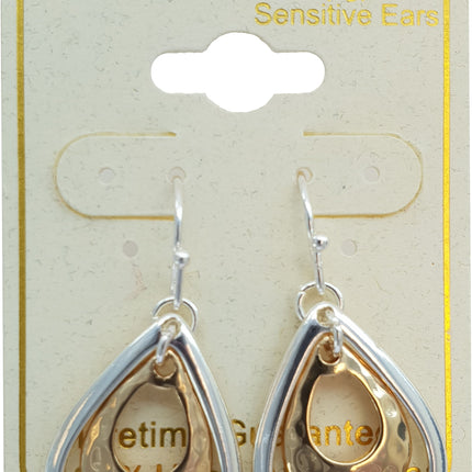 Ear Sense F390 Gold & Silver Teardrop French Hook