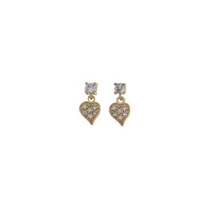Rossan Fe4264G Cz Textured Heart Drop Gold Plated