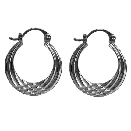 Rossan 20mm Patterned Hoop Silver FE4327