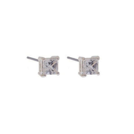 Rossan Small Square Cubic Zirconia Stud Earrings in Sterling Silver