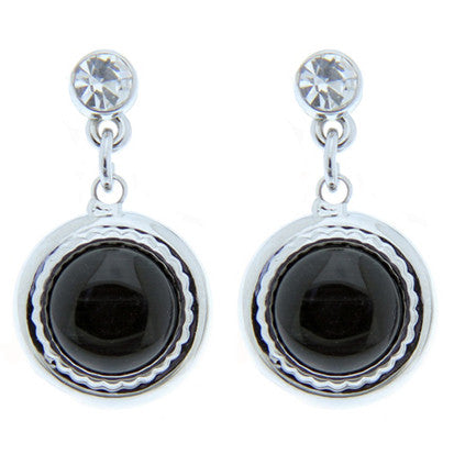 Rossan Round Stone Drop Earrings With Cubic Zirconia And Black Stone Fe4652
