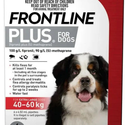 Frontline Flea And Tick Control Plus Extra Large Dog 40-60KG 6 Pack