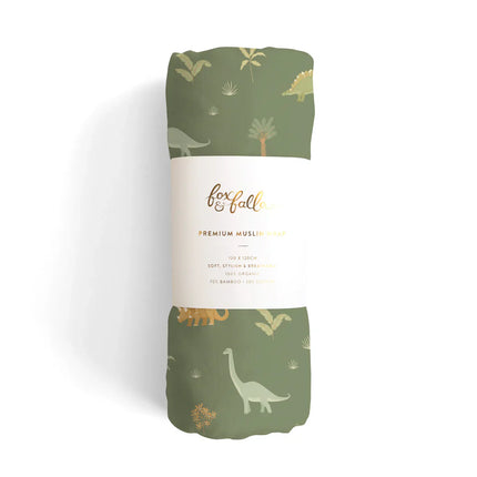 Fox & Fallow Organic Muslin Wrap Swaddle Dinos