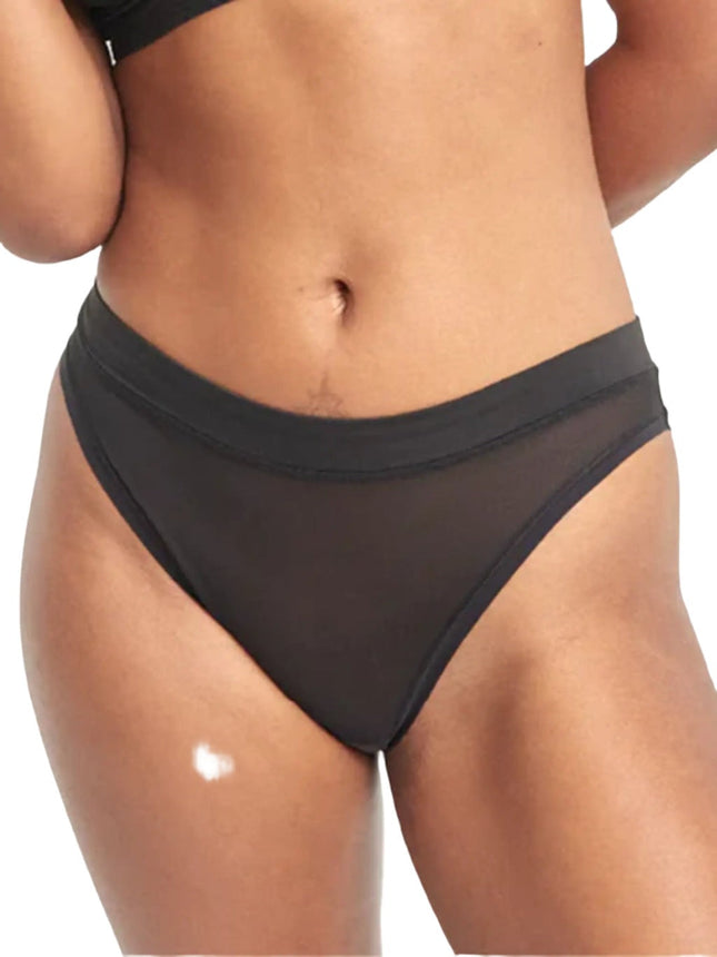 Kayser Be You High Cut Mesh Brief - Licorice - OhYouLuckyDuck.com.au