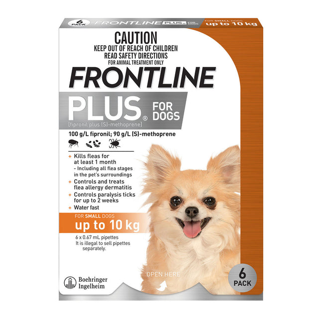 Frontline Plus For Small Dogs Up To 10KG 6 Packs