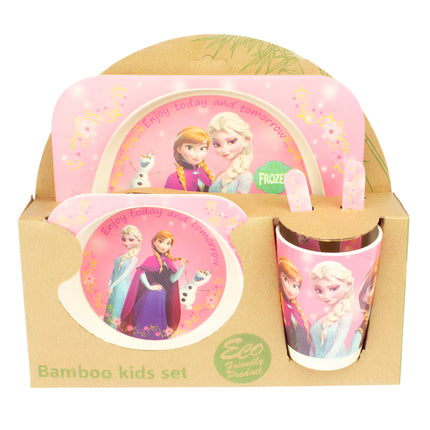 Baby & Me Frozen Bamboo Kids Dinnerware Set Pink