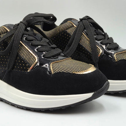 Fugitive Valda Black And Gold Sneaker