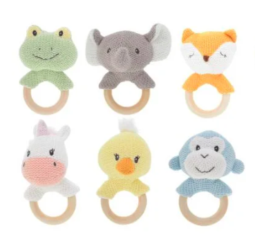 Gibson Gifts Rollie Pollie Animal Teething Ring