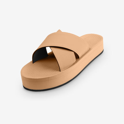Indosole Women Platform Cross Sandal Soil Light Size 4 to 5