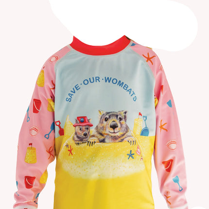 Radicool Australia Kids Save Our Wombats Rashie Pink Size 6