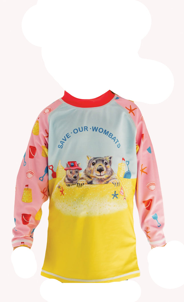 Radicool Australia Kids Save Our Wombats Rashie Pink Size 6