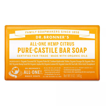 Dr Bronner's Bar Soap Orange Citrus 140g