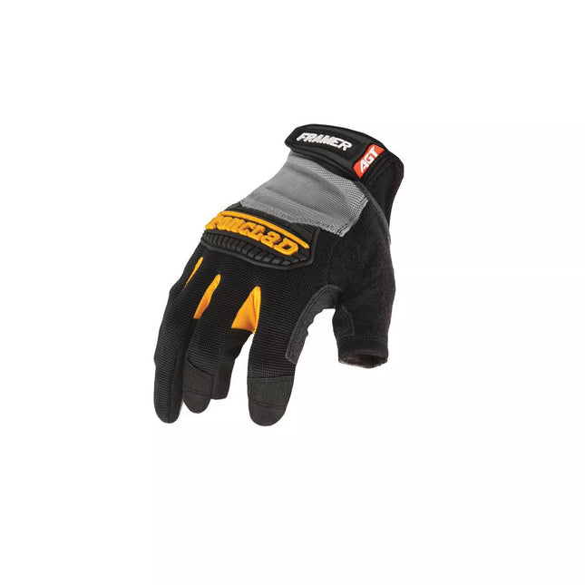 Ironclad Framer Men's Hook & Loop Fingerless Gloves Black/Gray/Yellow