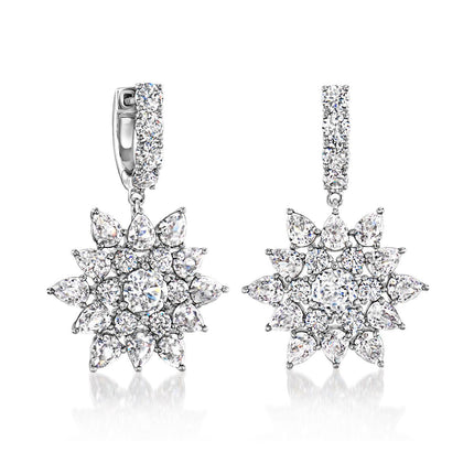 Ross 24 Stone Cubic Zirconia Rhodium Plated Huggy Earrings