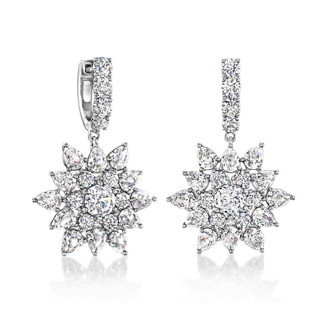 Ross 24 Stone Cubic Zirconia Rhodium Plated Huggy Earrings