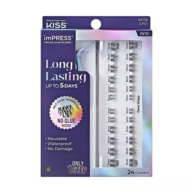 KISS imPRESS Long Lasting Press-On Self Adhesive False Eyelashes Demi Wispy