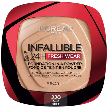 L'Oreal Paris Infallible Up to 24H Fresh Wear Foundation in a Powder 220 Sand - OhYouLuckyDuck.com.au