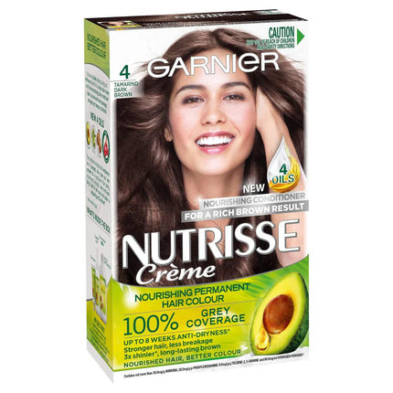 Garnier Nutrisse Permanent Hair Colour - 4 Tamarind Dark Brown - OhYouLuckyDuck.com.au