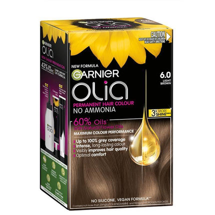 Garnier Olia Permanent Hair Colour 6.0 Light Brown - OhYouLuckyDuck.com.au