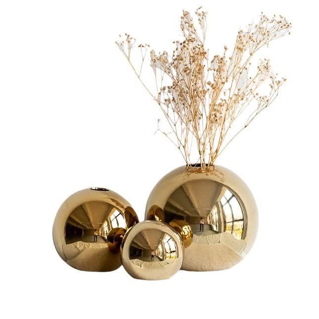 Art Deco Style Gold Globe Vases Bundle (S,M,L)