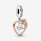 Pandora Heart & Rose Flower Dangle Charm - OhYouLuckyDuck.com.au