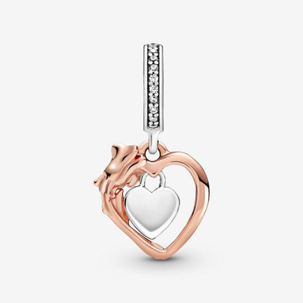 Pandora Heart & Rose Flower Dangle Charm - OhYouLuckyDuck.com.au