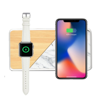 Luxetech Dual Wireless Charging Pad Bamboo And White Marble
