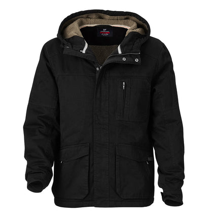 Hammer + Field Hooded Zip Front Twill Jacket Black