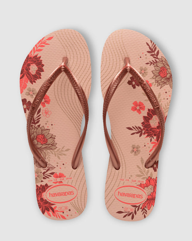 Havaianas Womens Slim Organic Flip Flops in Ballet Rose Gold 35/36