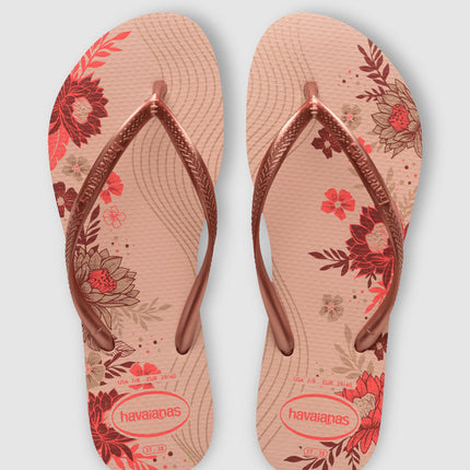Havaianas Womens Slim Organic Flip Flops in Ballet Rose Gold 41/42
