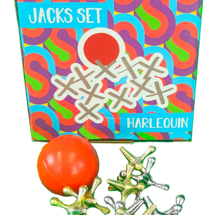Harlequin Games Jacks Classic Skill Game with 10 Metal Jacks and 2 Bouncy Balls