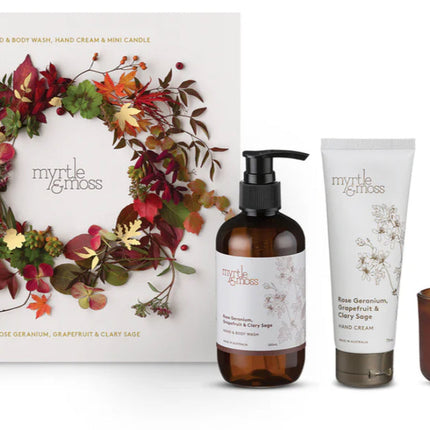 Myrtle & Moss Xmas Citrus Trio Gift Set with Hand Cream Body Lotion and Soap 325 g