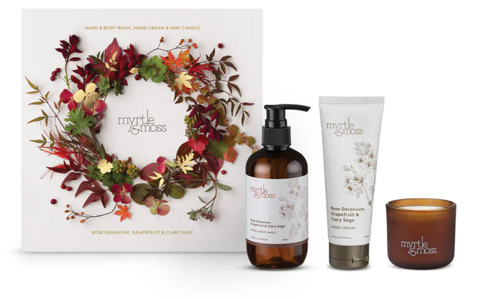 Myrtle & Moss Xmas Citrus Trio Gift Set with Hand Cream Body Lotion and Soap 325 g