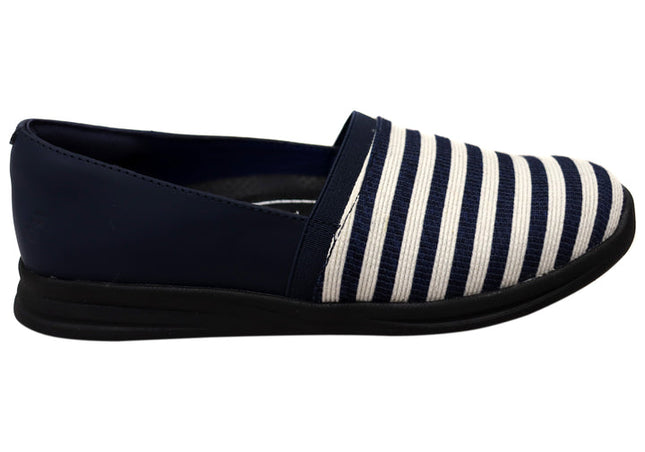 Homyped Jerico Womens Comfortable Supportive Loafer Shoes Navy Cream Size 6
