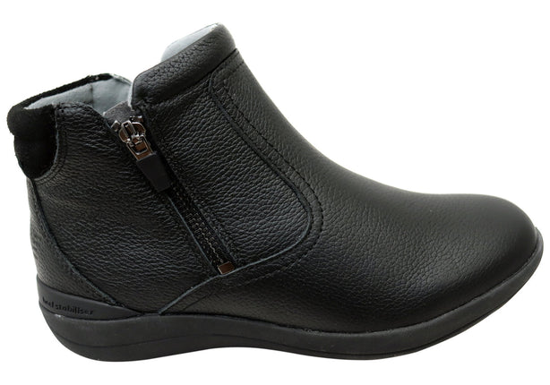 Homyped Glee Padded Top Women's Leather Ankle Boots Black C+ Width Size 9