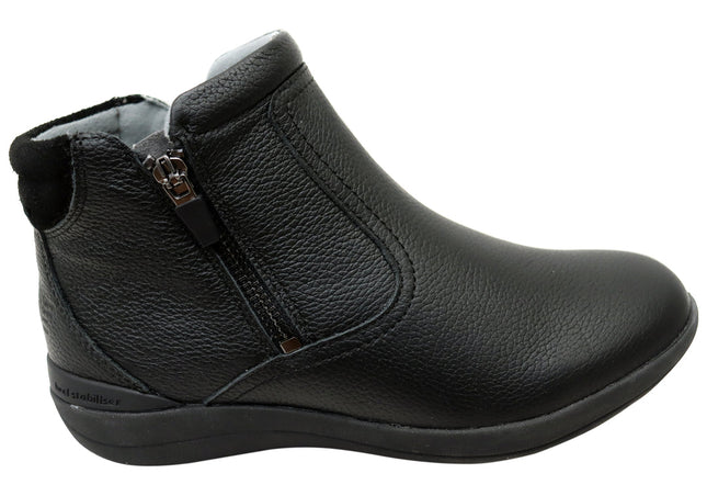 Homyped Glee Padded Top Women's Leather Ankle Boots Black C+ Width Size 9