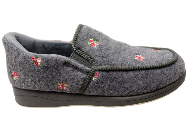 Homyped Clip In Slipper Grey Floral Size 7
