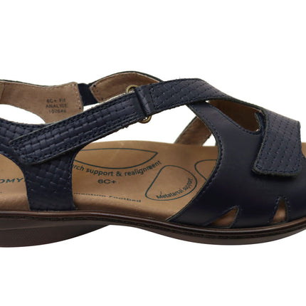 Homyped Analise Women's Leather Comfort Sandals Navy C+ Width Size 7