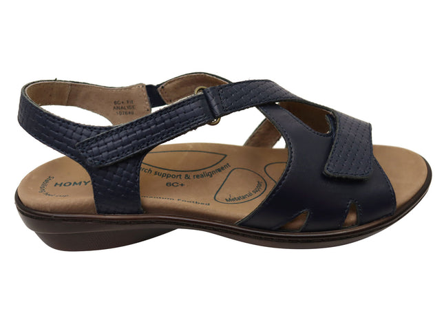 Homyped Analise Women's Leather Comfort Sandals Navy C+ Width Size 7