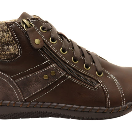 Scholl Wanda Womens Leather Comfort Boots Chocolate Size 40