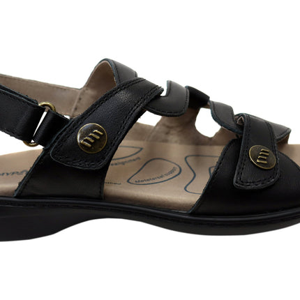 Homyped Angela Women's Leather Orthotic Friendly Sandals Black Size 7