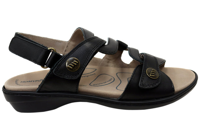 Homyped Angela Women's Leather Orthotic Friendly Sandals Black Size 7