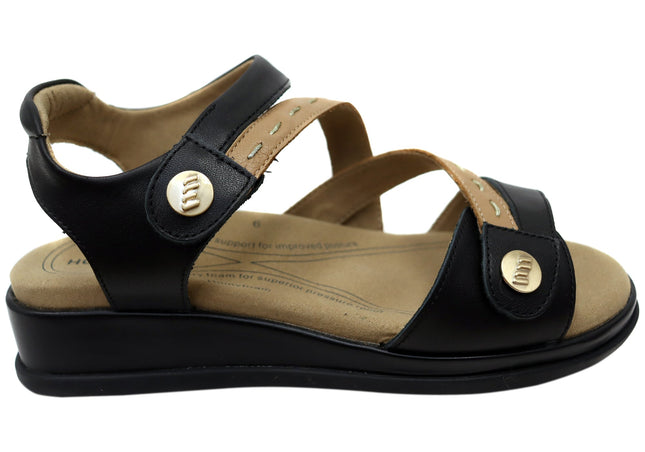 Homyped Magnolia Strap Sandal in Black and Tan Size 8