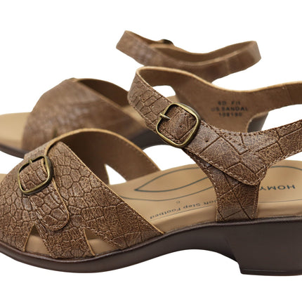 Homyped US Womens Comfort Sandal in Tan Croc Size 9