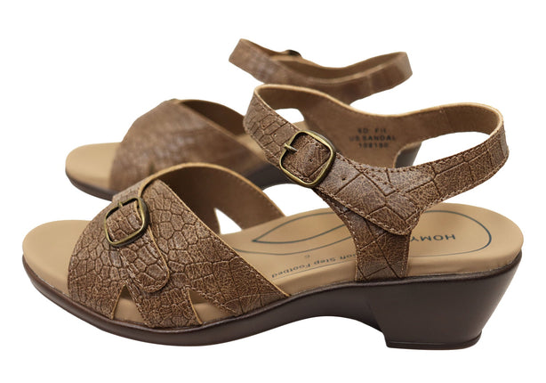 Homyped US Womens Comfort Sandal in Tan Croc Size 9