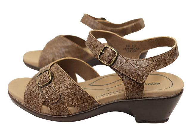 Homyped US Womens Comfort Sandal in Tan Croc Size 9